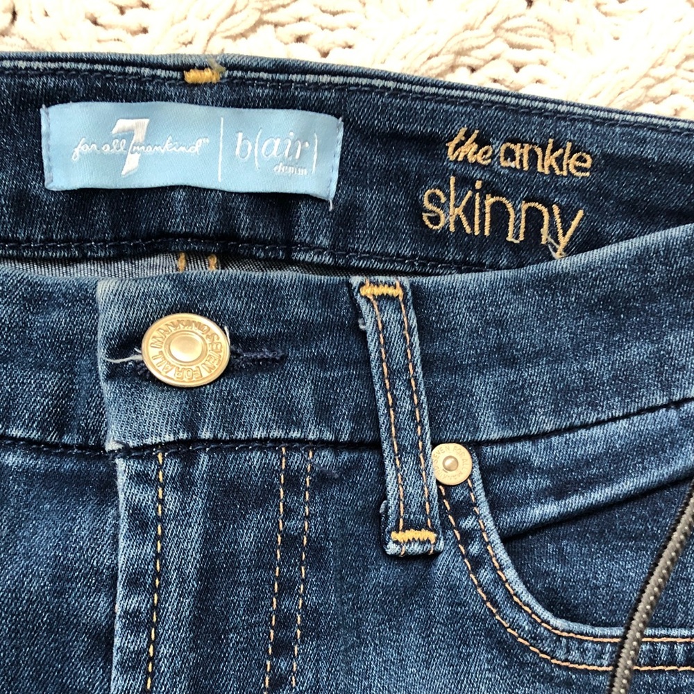 7 For All Mankind Dark Blue Ankle Skinny Jeans
